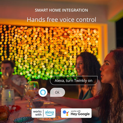 Christmas Curtain Lights 210 RGB+W Leds - App-Controlled, Sync with Music, Indoor & Outdoor Use, Compatible with Google Assistant, Amazon Alexa, Apple Homekit, Bluetooth & Wifi Connectivity