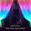 Christmas Curtain Lights 210 RGB+W Leds - App-Controlled, Sync with Music, Indoor & Outdoor Use, Compatible with Google Assistant, Amazon Alexa, Apple Homekit, Bluetooth & Wifi Connectivity